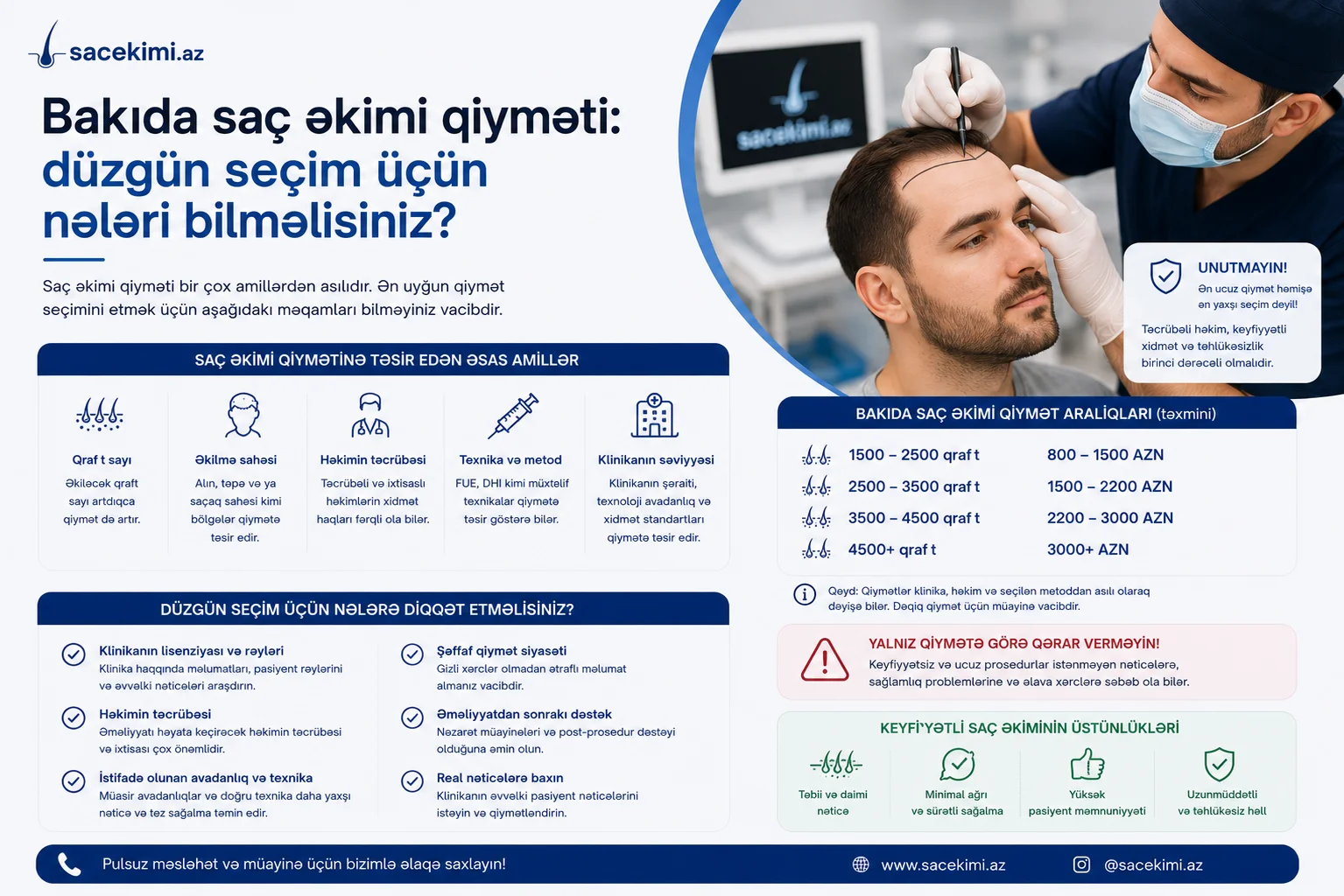 Bakida sac ekimi qiymeti