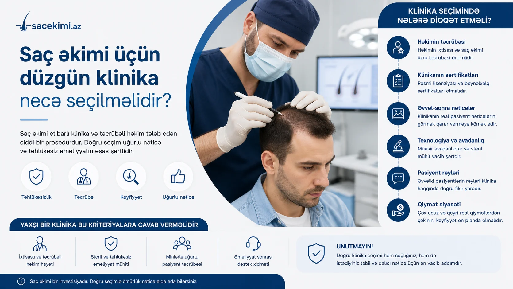 Sac ekimi ucun duzgun klinika nece secilmelidir?