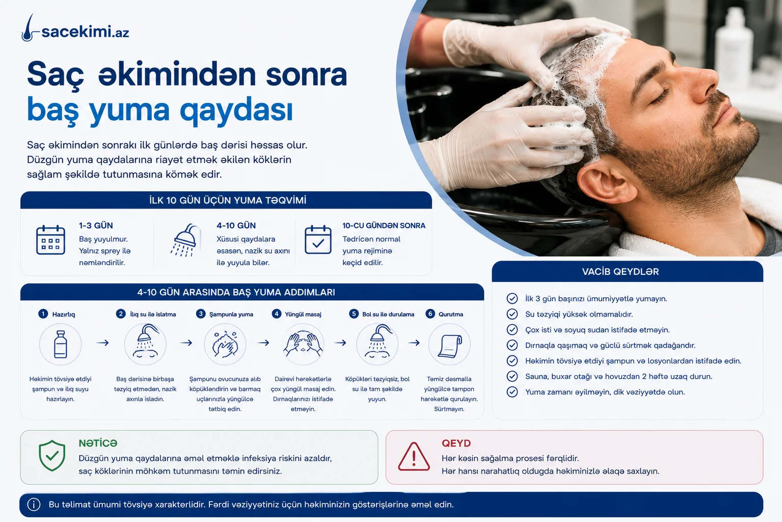 Sac ekiminden sonra bas yuma qaydasi